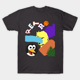 Retro Penguins Basketball Squad Messy Tee T-Shirt